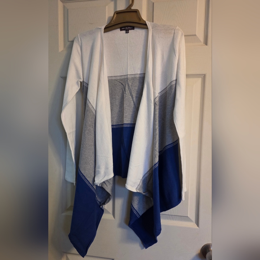 Adrienne Vittadini Studio Color Block Open Front Cardigan Size Small - Picture 3 of 12
